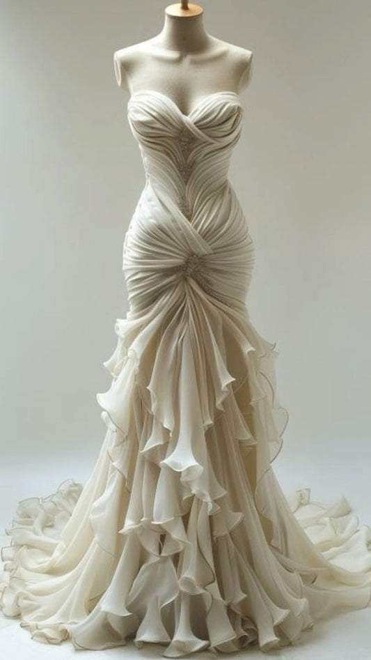 Stunning Mermaid Long Ivory Wedding Dresses