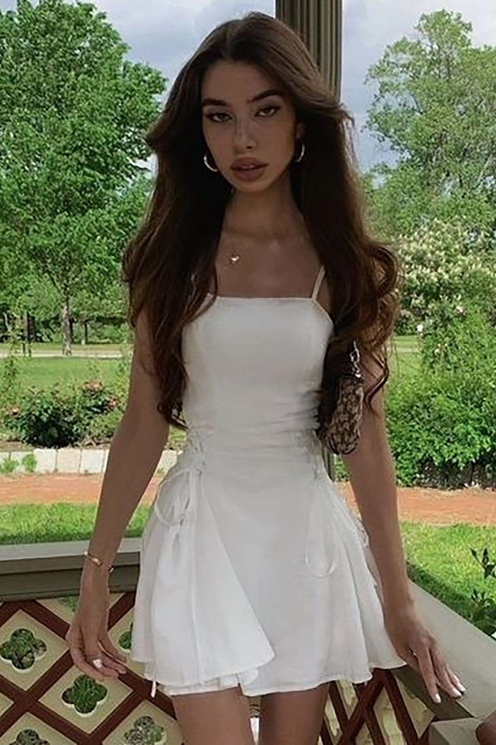 Spaghetti Straps White Satin A-Line Homecoming Dress Laylatailor Shop Spaghetti Straps White Satin A-Line Homecoming Dress Laylatailor Shop