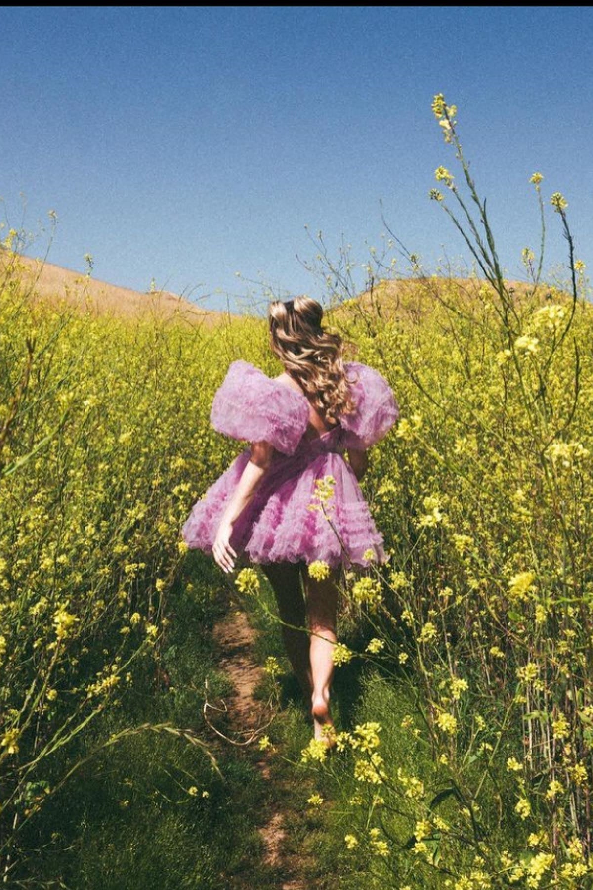 Puff Sleeves A-Line Floral Print Ruffles Homecoming Dress