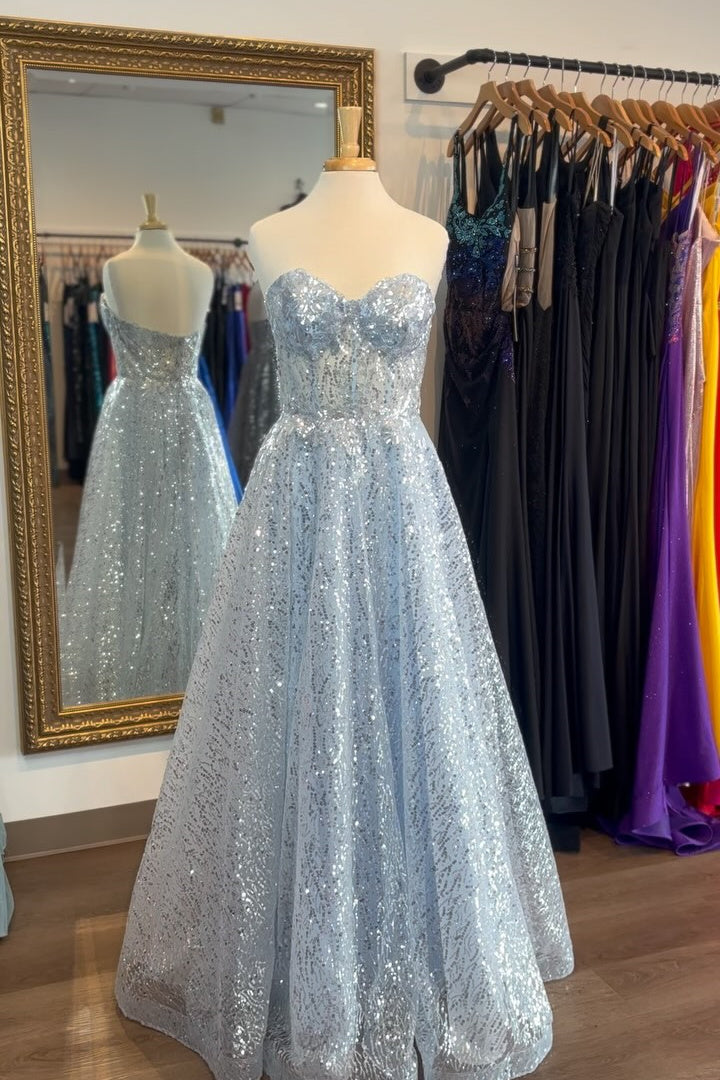 Sequin Strapless Sweetheart A-line Prom Dress