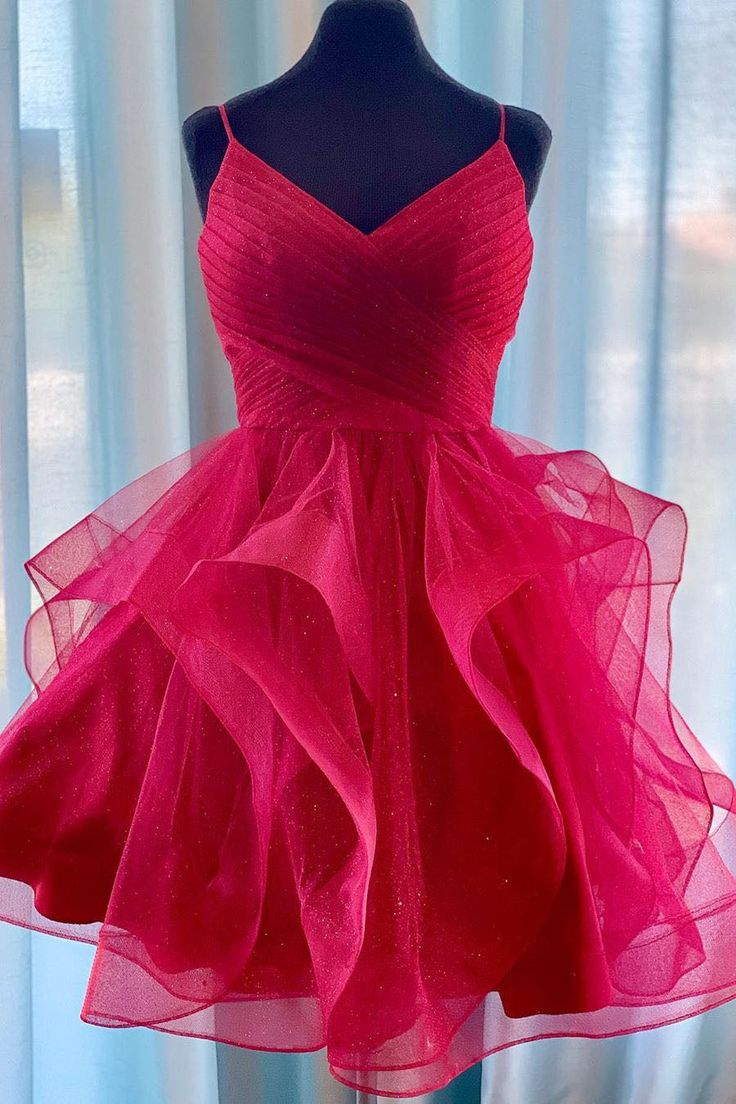 LTP1756, Spaghetti Straps Pleated A-Line Homecoming Dress