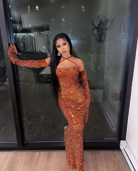 New Modern Mermaid Evening Dresses Long Sleeve Women Black Girl Prom Dress