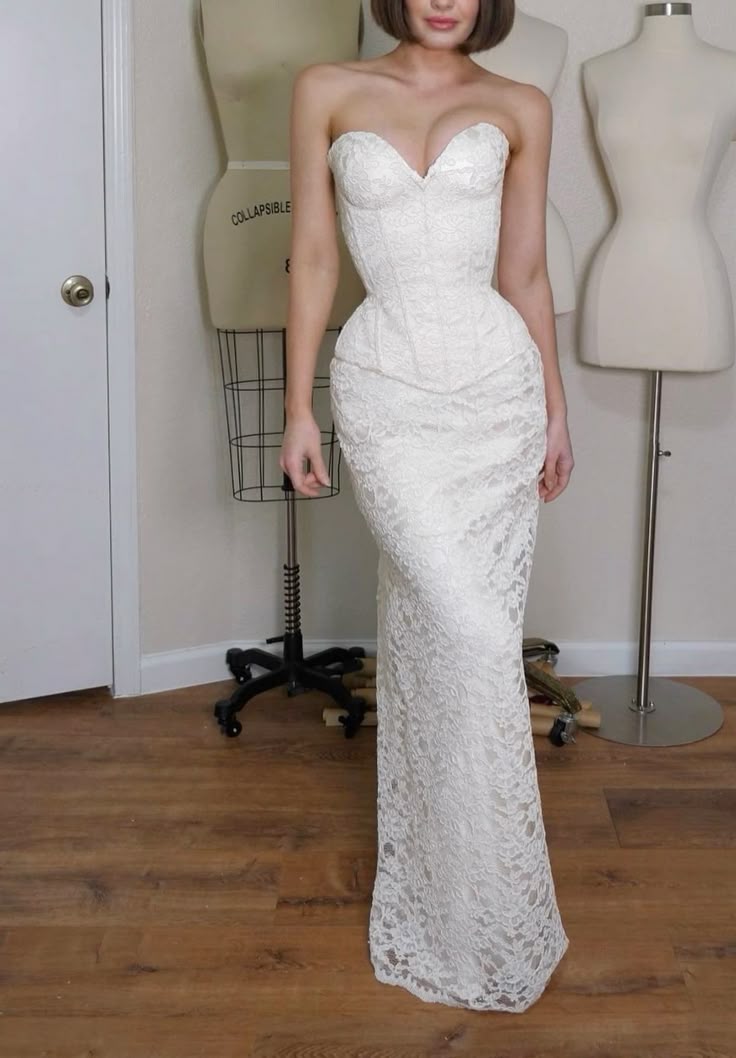 Two Pieces Mermaid Lace Wedding Dresses Sweetheart Sleeveless Evening Prom Dress,LTP4347
