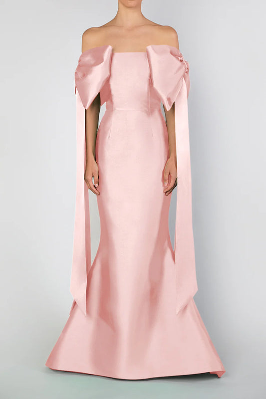 Baby Pink Mermaid Satin Long Prom Party Dresses,LTP4010