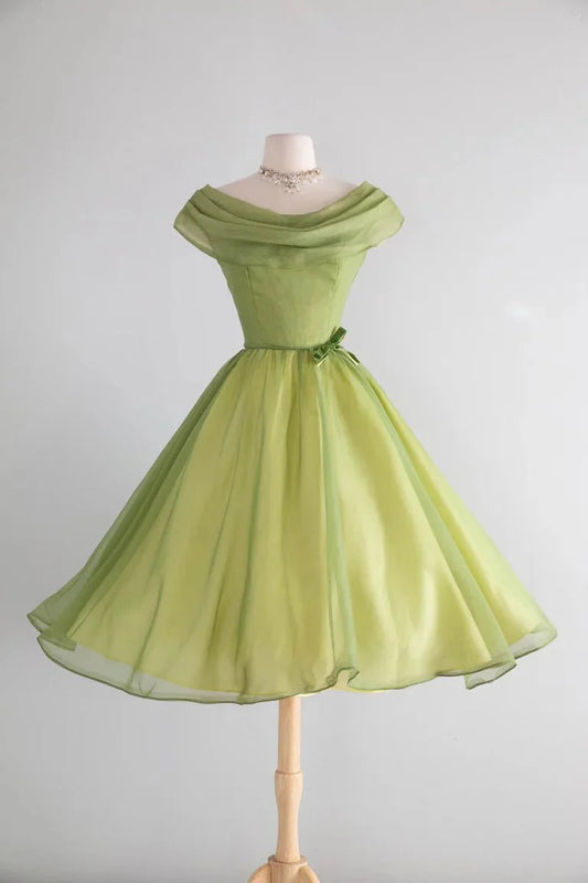 Beauty Homecoming Dress A Line Light Green Crew Neck Pleated Cocktail Dress Short Birthday Party Dress LTP82591