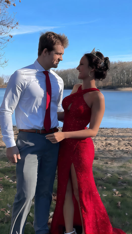 Black Sequin Mermaid Prom Dress With Slit, LTP3505