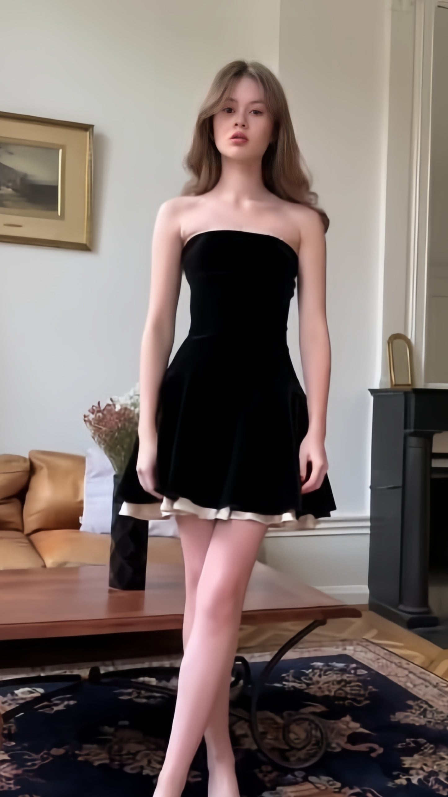 Black Strapless Homecoming Dresses Velvet A-line Hoco Party Dress,LTP3873