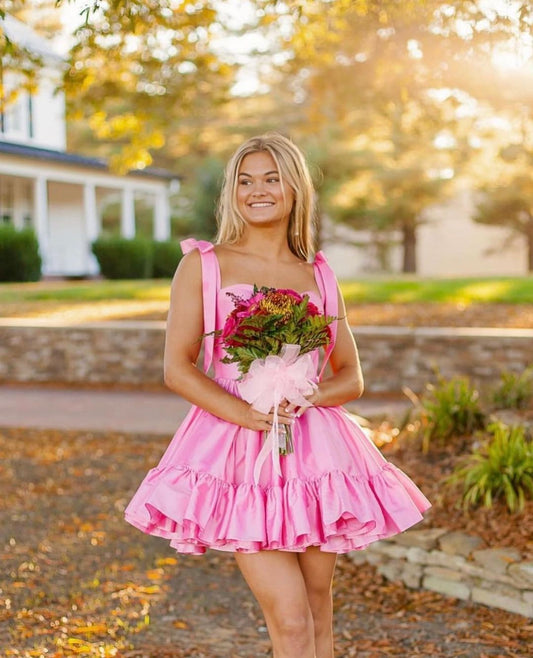 Black A-Line Satin Homecoming Dresses Topic Party Dress, LTP3326