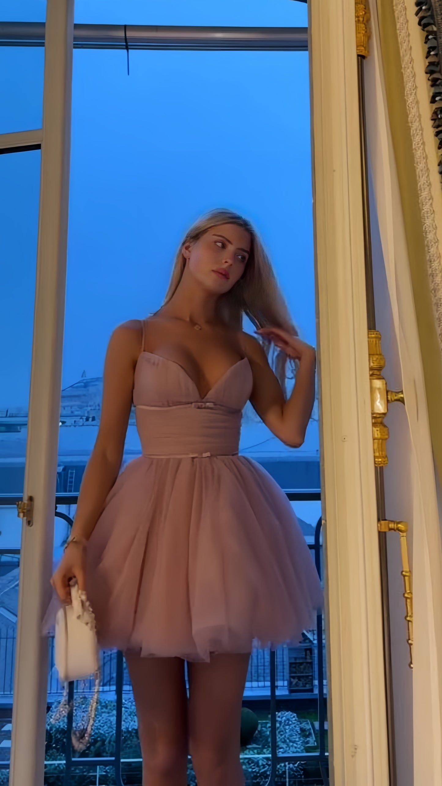 Blush Pink Tulle Homecoming Dresses Spaghetti Straps A-line Graduation Dress Short Prom Dress,LTP3833