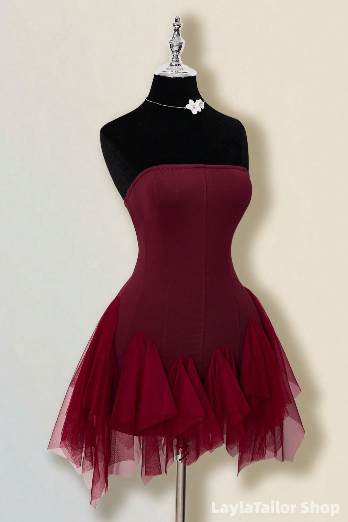 Burgundy Strapless Bodycon Homecoming Dresses, Back To School Dress LTP82741