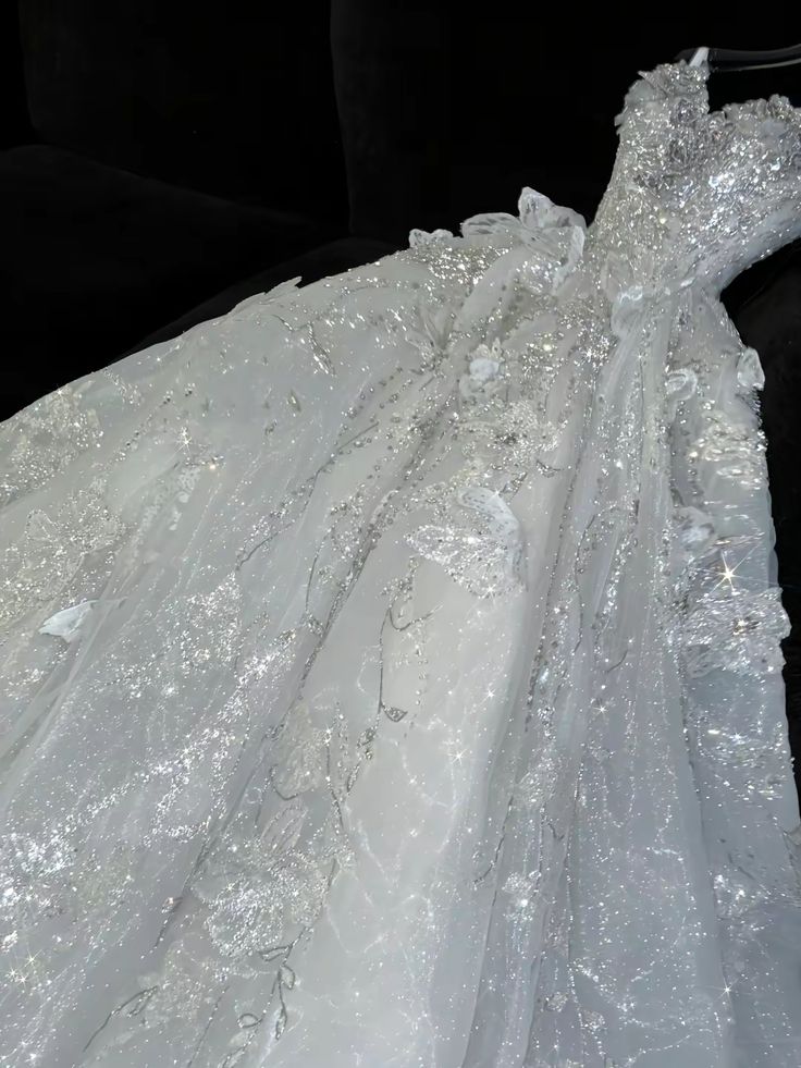 Timeless Ball Gown Spaghetti Straps Tulle Sequin Beads Long Wedding Dresses