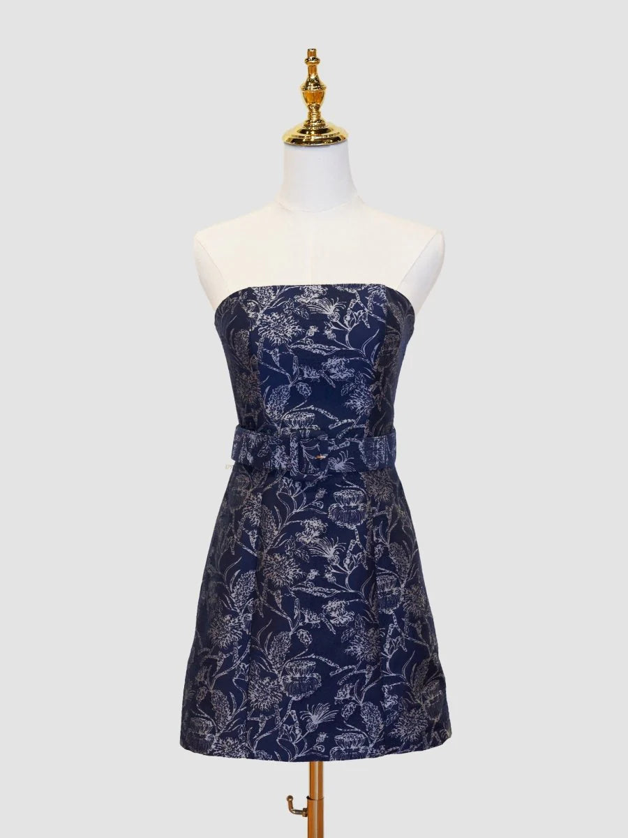 Strapless Floral Sheath Homecoming Dress Short Prom Party Dresses,LTP3967