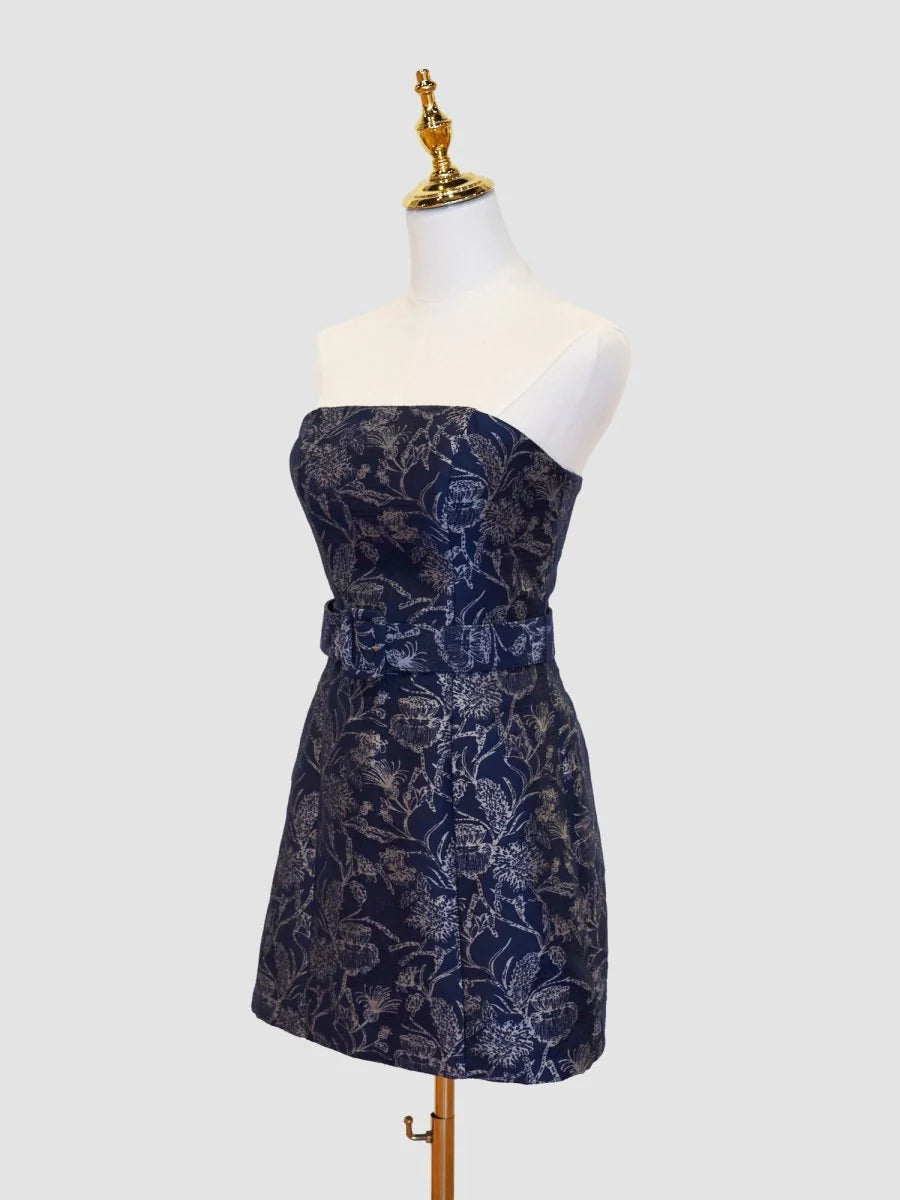 Strapless Floral Sheath Homecoming Dress Short Prom Party Dresses,LTP3967