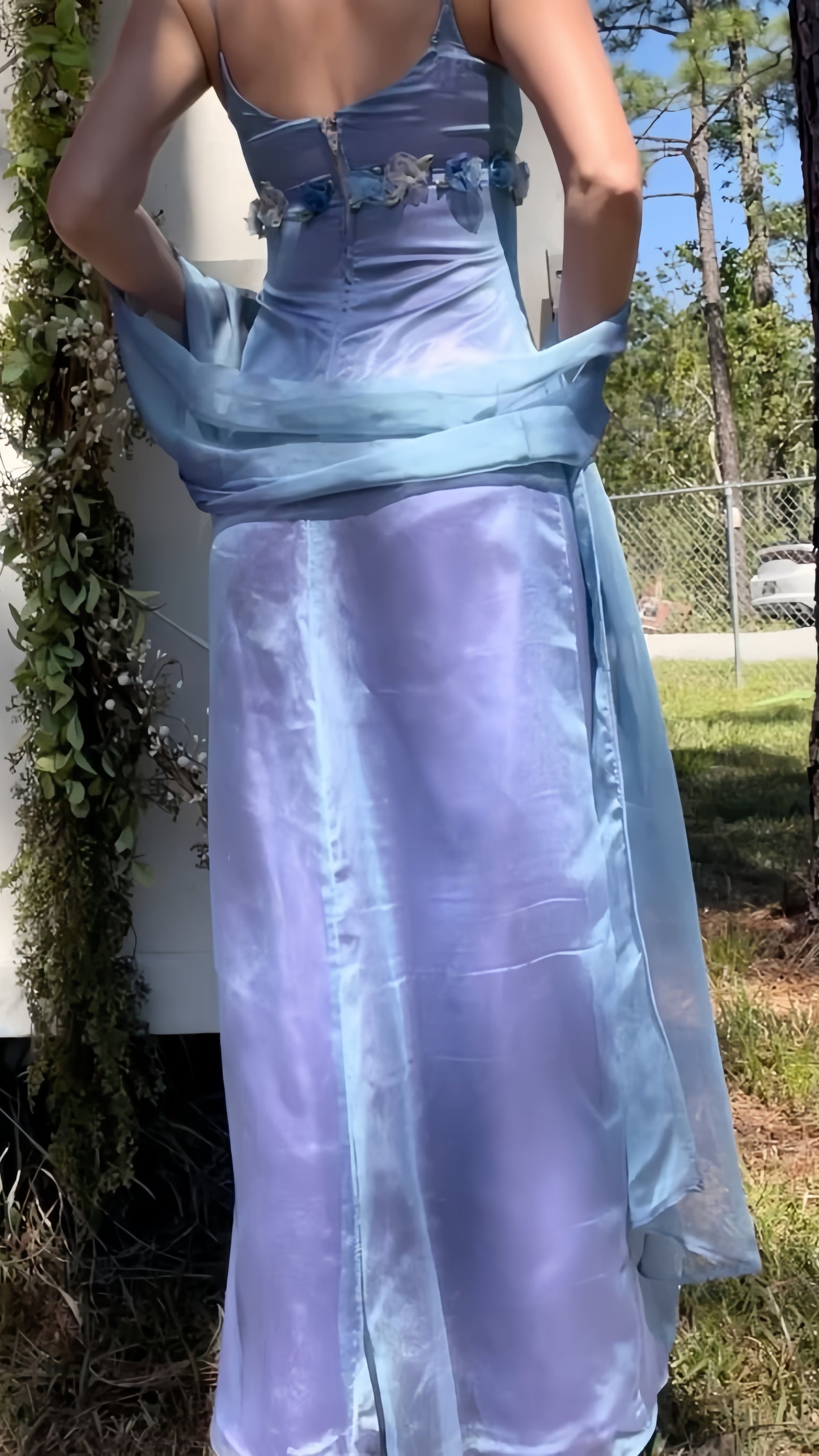 Chic Sheath Blue Lilac Long Prom Dresses Floral Evening Party Gown,LTP3990