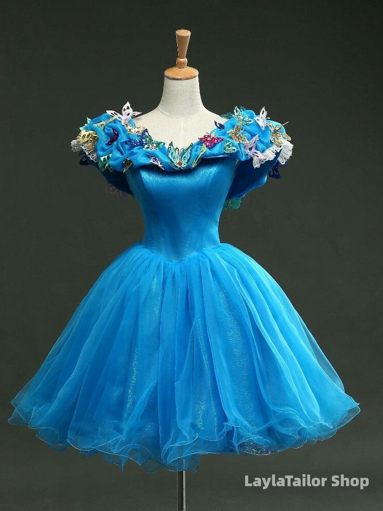 Cinderella Birthday Party Dress Blue Off The Shoulder A-line Homecoming Dresses