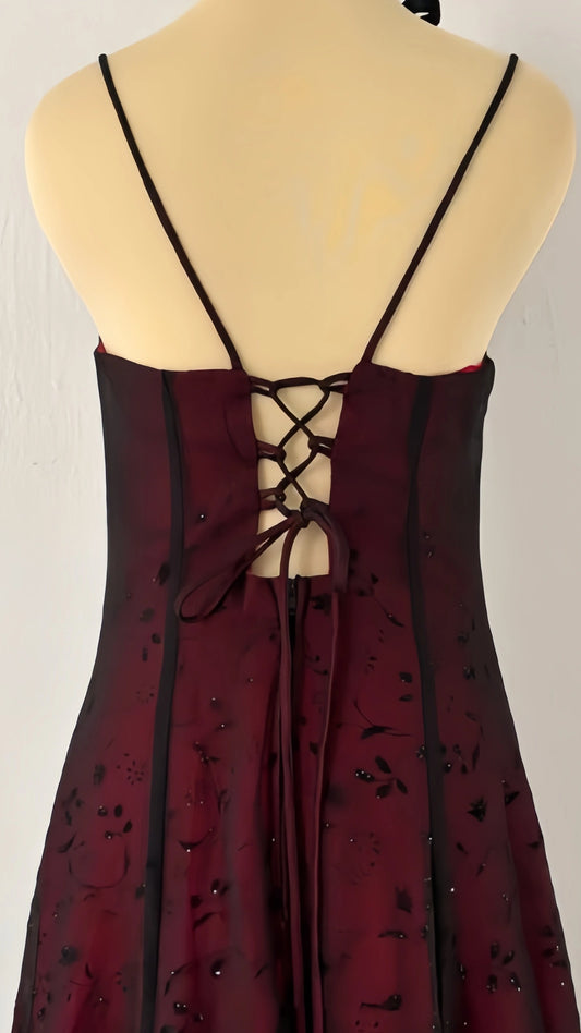 Classic Burgundy Slim Long Prom Dresses Sequined Lace Evening Party Gown,LTP4124