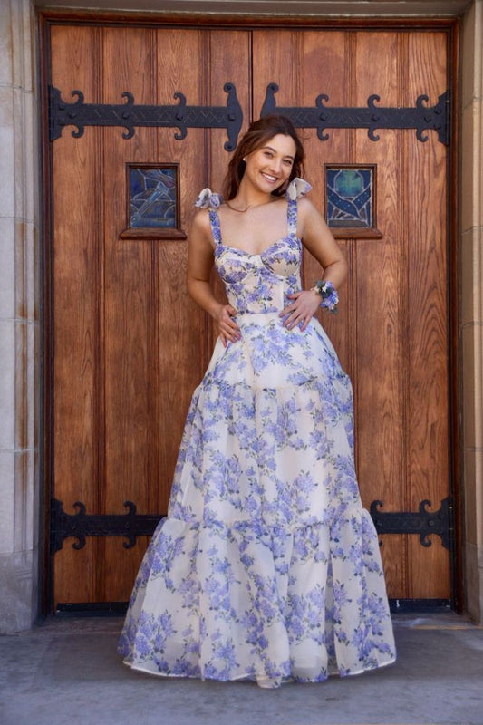 Classic Floral A-Line Evening Prom Dress