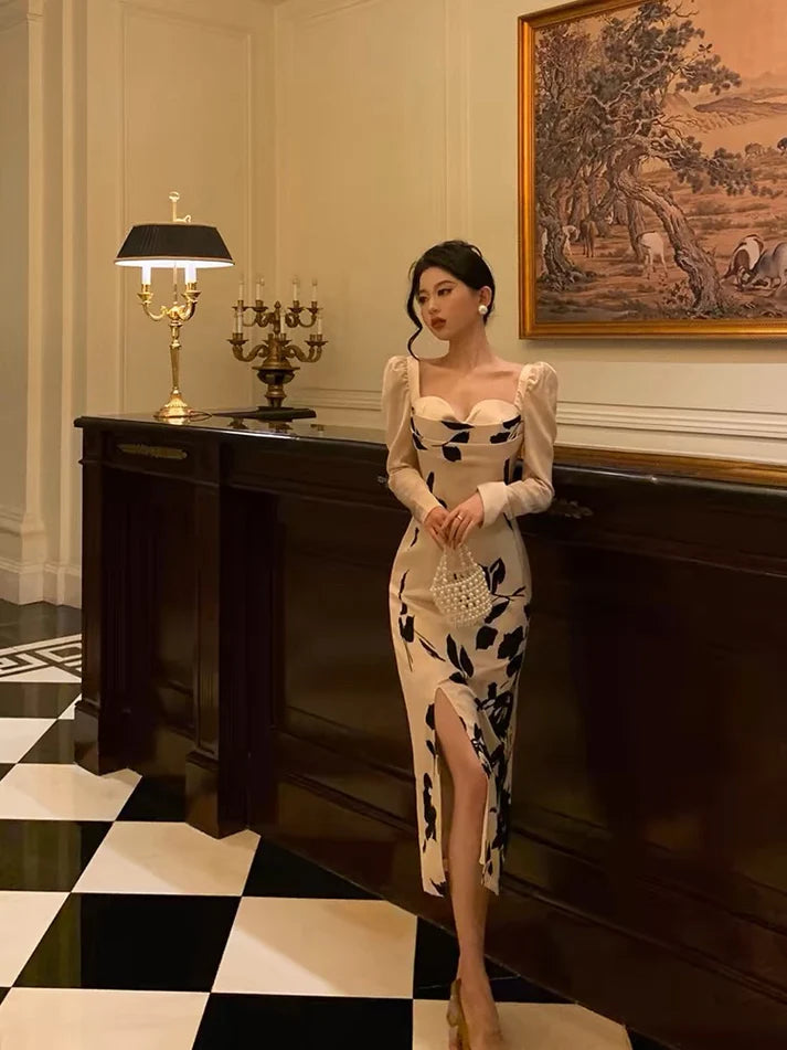 Classy Sheath Sweetheart Floral Satin Prom Dresses Birthday Outfits Evening Gown SD, LTP3606