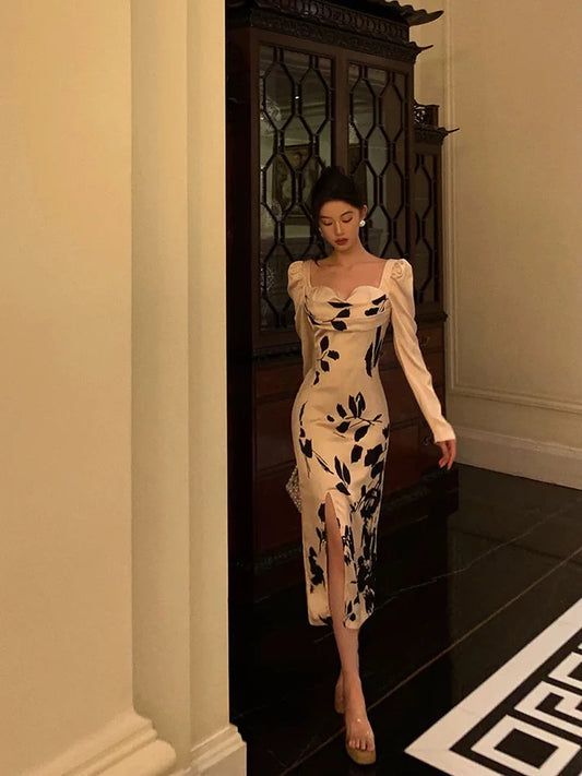 Classy Sheath Sweetheart Floral Satin Prom Dresses Birthday Outfits Evening Gown SD, LTP3606