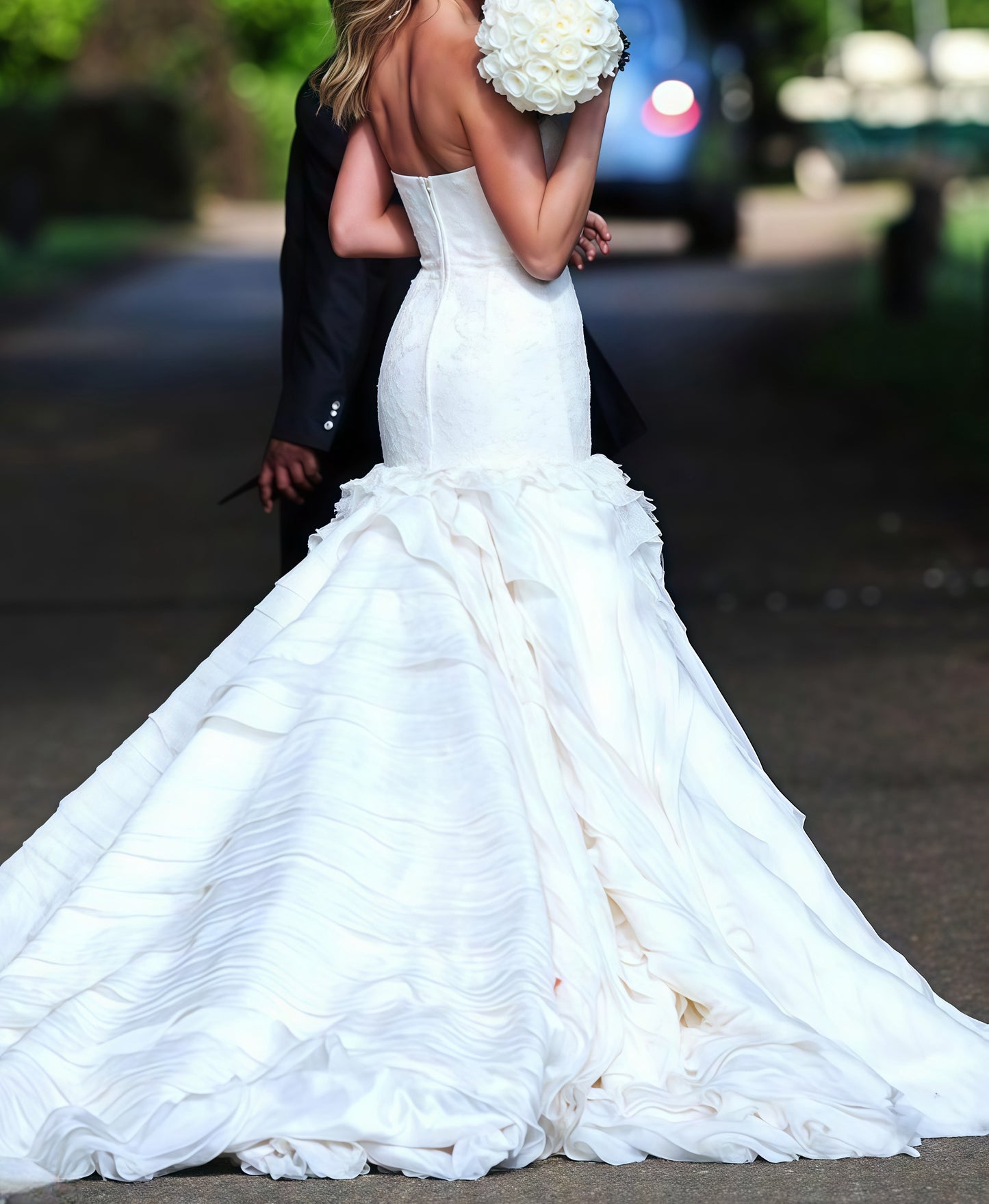 Classy White Mermaid Wedding Dress, Sleeveless Bridal Dress,LTP3549