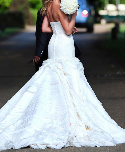 Classy White Mermaid Wedding Dress, Sleeveless Bridal Dress,LTP3549
