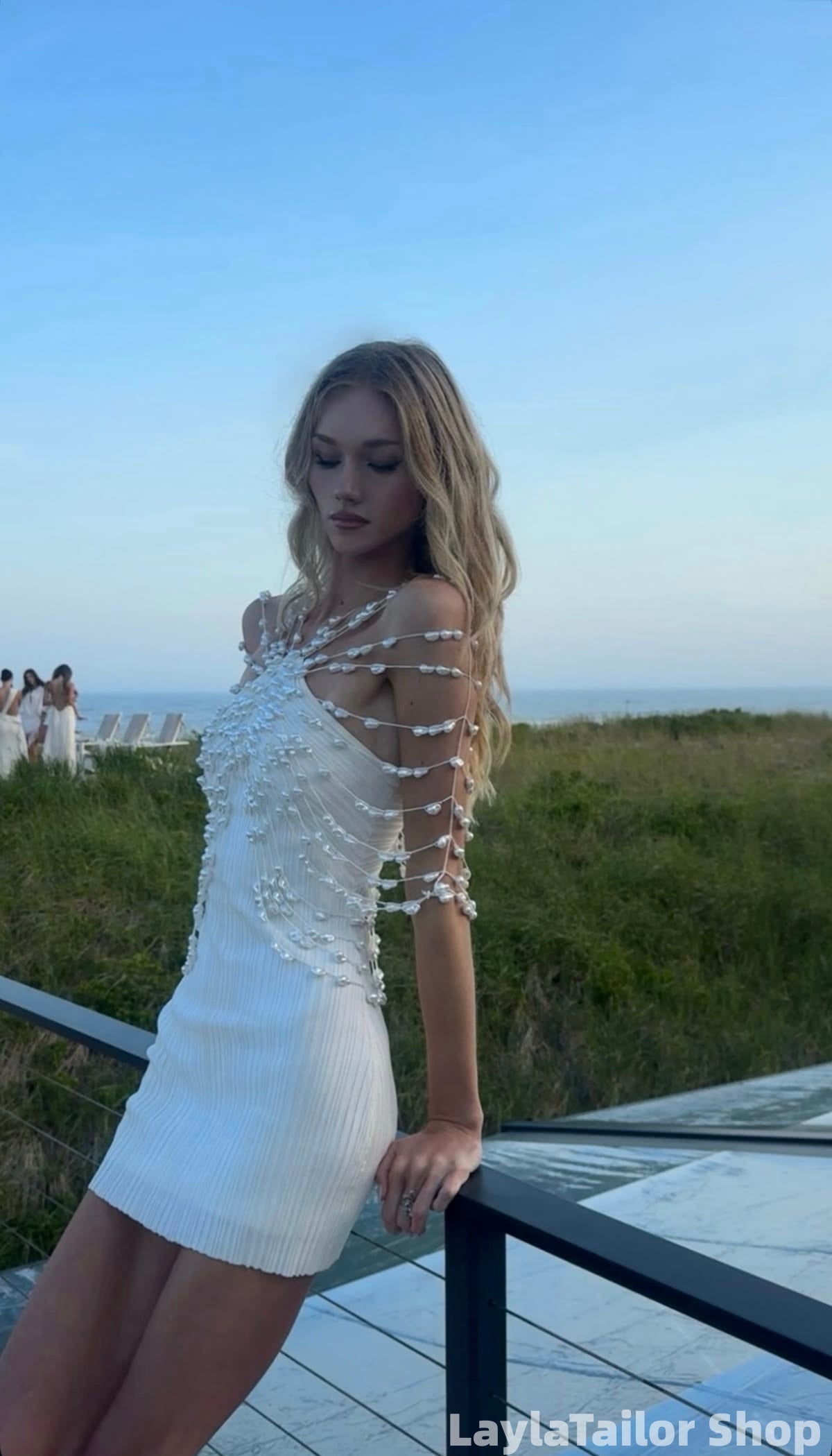 Cute Pearl White Pleated Bodycon Homecoming Dress LTP82660