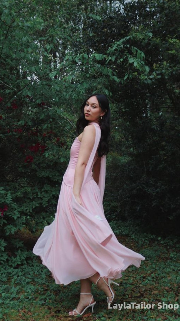 Cute Pink Slim Chiffon Party Dresses Sweetheart Homecoming Dress