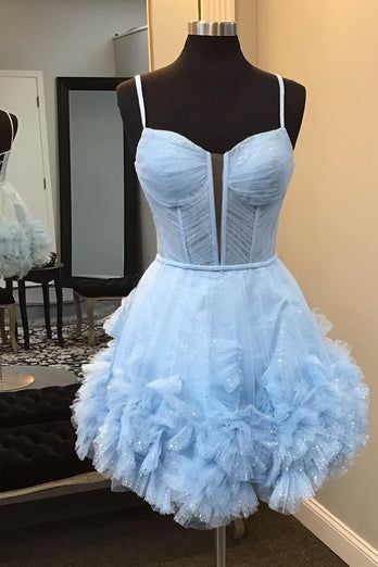 Cute Tulle Ruffles Mini Homecoming Dresses Junior Party Gown, LTP2905