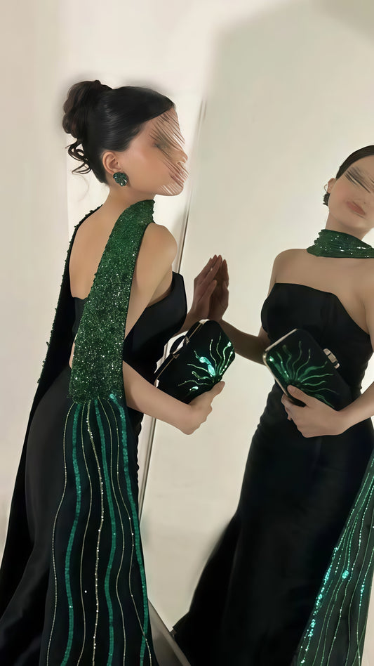 Dark Green Mermaid Prom Dress, Strapless Formal Gown, LTP3502