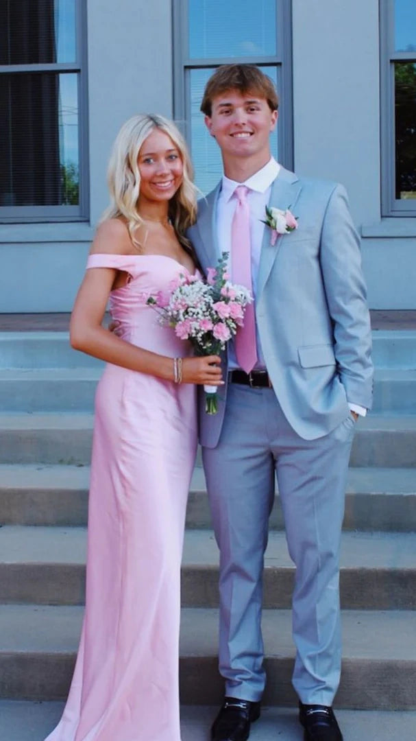 Discount Cheap Prom Dresses, Off The Shoulder Satin Sheath Long Evening Party Dress,LTP4451