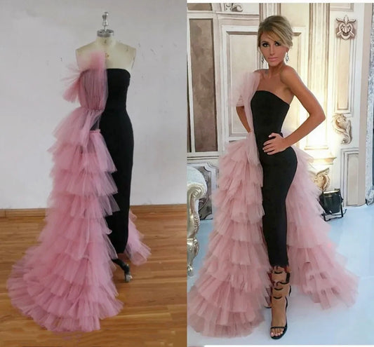 LTP1747,Light Pink Tulle Designer Mermaid Long Glamorous Layer Evening Dress