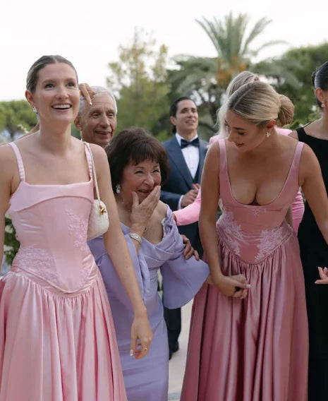 Elegant A Line V Neckline Floor-length Satin Long Pink Evening Dress Prom Dresses , LTP3638