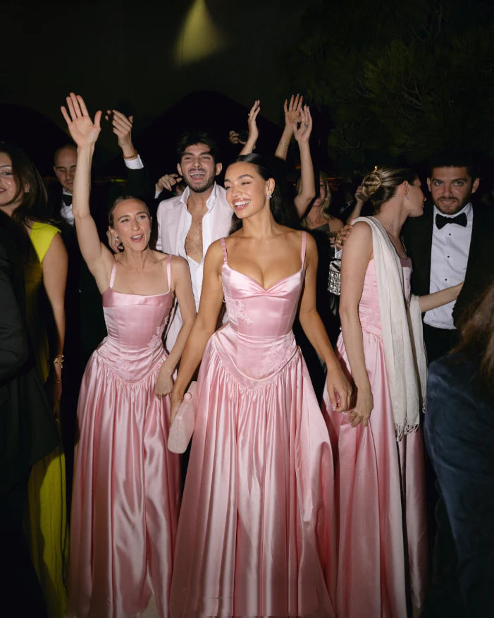 Elegant A Line V Neckline Floor-length Satin Long Pink Evening Dress Prom Dresses , LTP3638