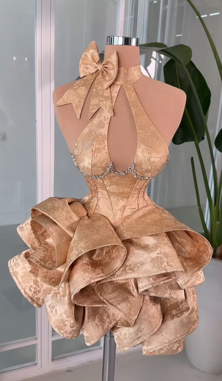 Elegant Coffee Floral Print Homecoming Dress Ruffle Mini Halter Party Laylatailor Shop Elegant Coffee Floral Print Homecoming Dress Ruffle Mini Halter Party Laylatailor Shop