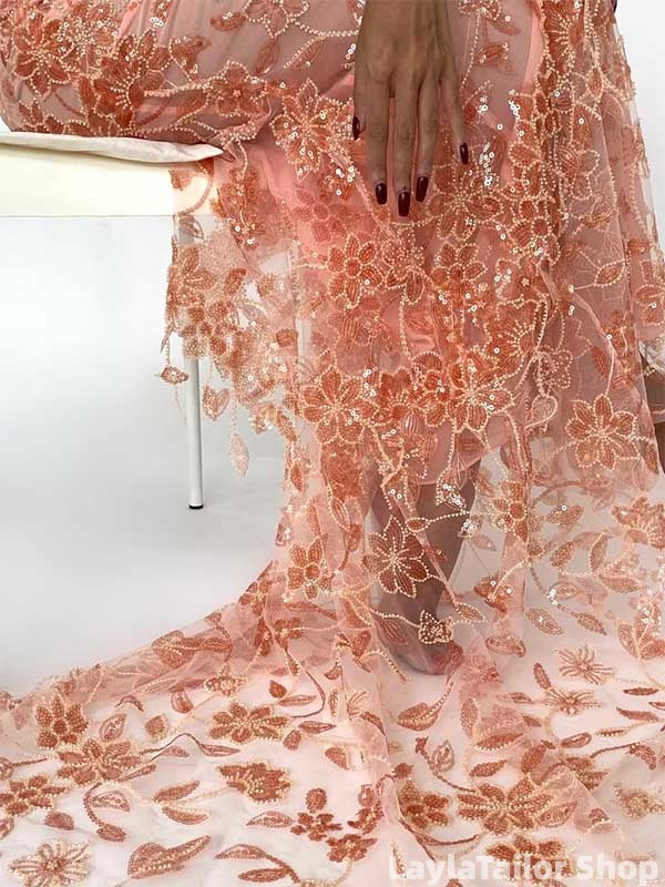 Elegant Pink Spaghetti Strap Sleeveless Mermaid Tulle Long Prom Dresses Online LTP82703