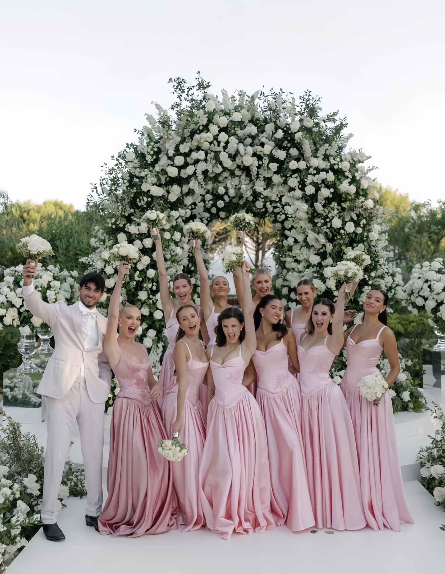 Elegant A Line V Neckline Bridesmaid Dress,Floor-length Satin Long Pink Evening Dress Prom Dresses , LTP3638