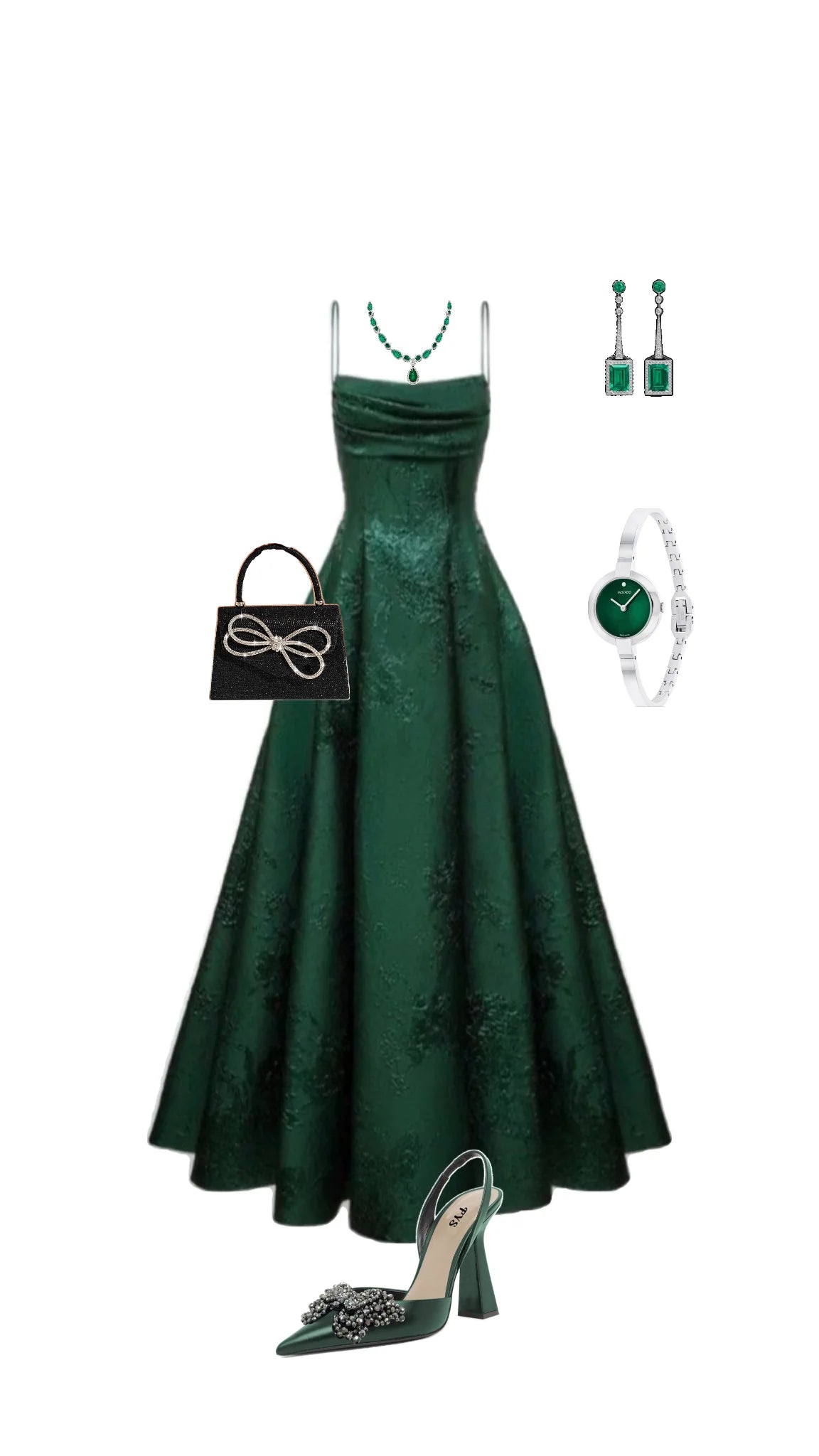 Emerald Green Floral Print A-line Long Prom Dresses Evening Party Dress,LTP4060