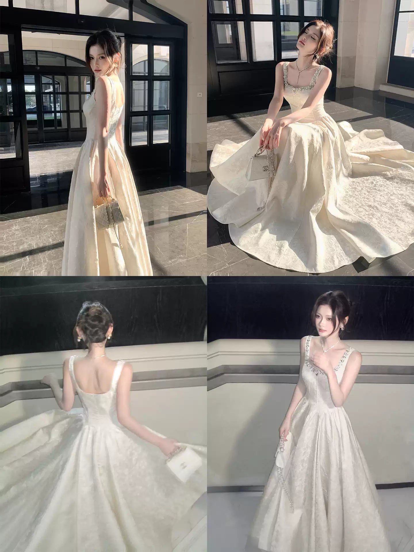 Fancy Ivory Beaded Floral Prom Dresses A-line Senior Party Dress,LTP4381