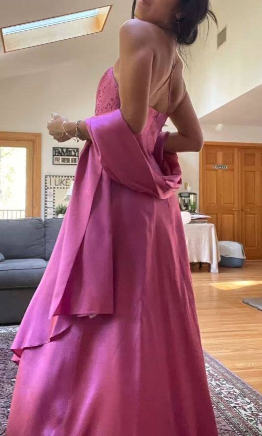 Fuchsia Spaghetti Straps Prom Dress, Beaded Sheath Evening Party Dress,LTP3521