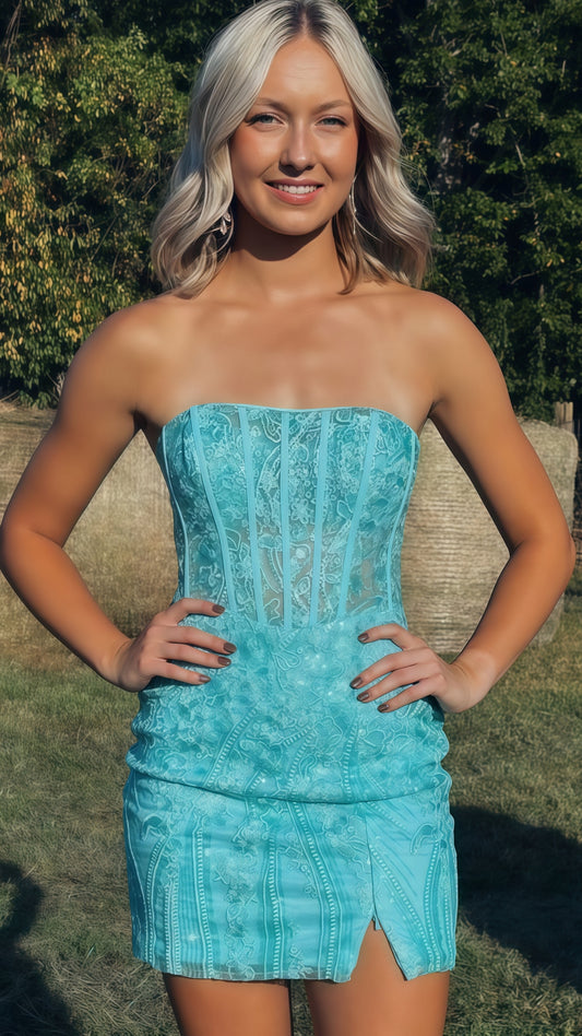 Fuchsia Strapless Bodycon Homecoming Dress, Mini Party Dress,LTP3686