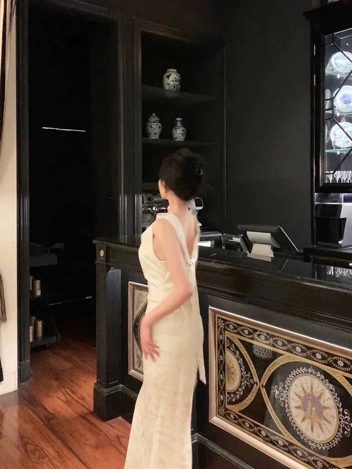 Gorgeous Mermaid Jewel Neckline White Satin Floral Date Night Dress Long Prom Dresses Birthday Outfits, LTP3608