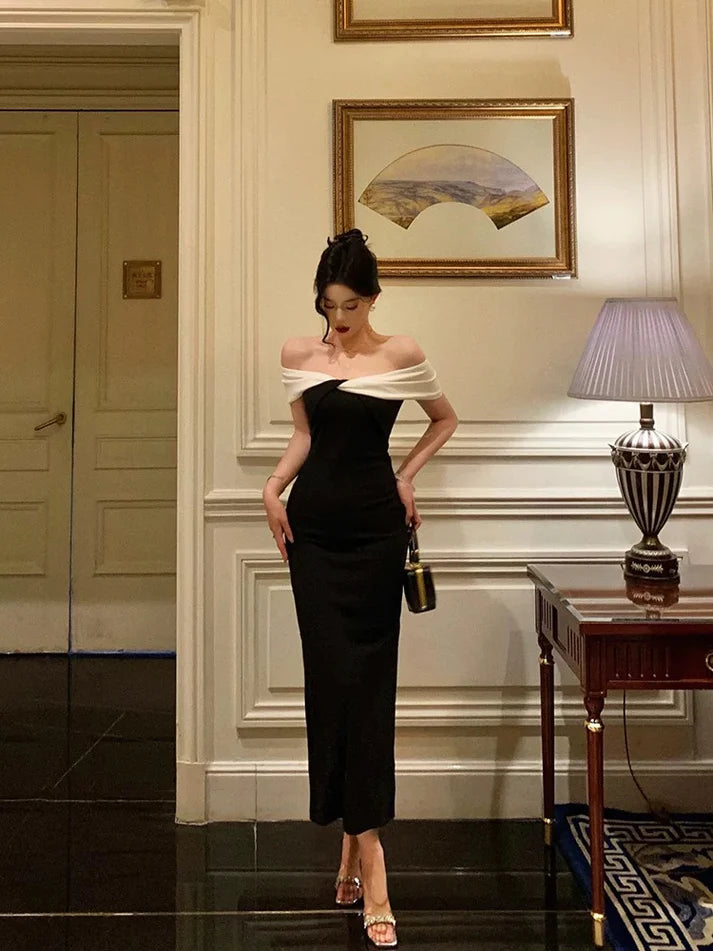 Gorgeous Mermaid Off The Shoulder Black Date Night Dress Prom Dresses Birthday Outfits, LTP3612