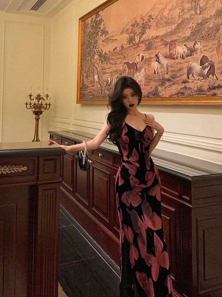 Gorgeous Mermaid Spaghetti Straps Pink Black Date Night Dress Prom Dresses Birthday Outfits, LTP3613