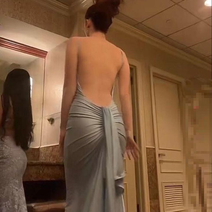 Grey Mermaid Backless Long Party Dresses V-neck Sexy Prom Dress,LTP4071