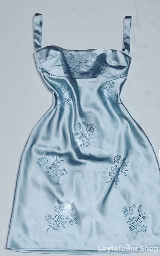 Hand Made Light Blue Beaded Short Homecoming Dress