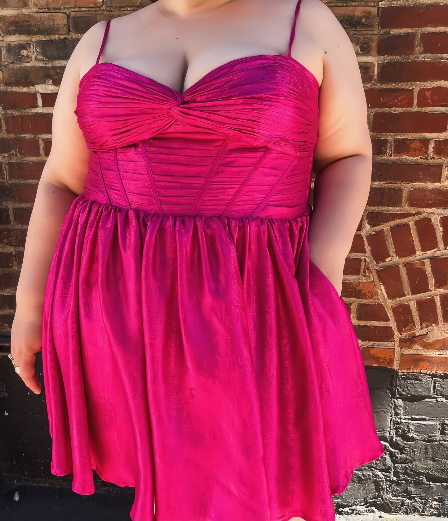 Hot Pink Homecoming Dresses Spaghetti Straps A-Line Mini Dress Plus Size Friendly, LTP3351