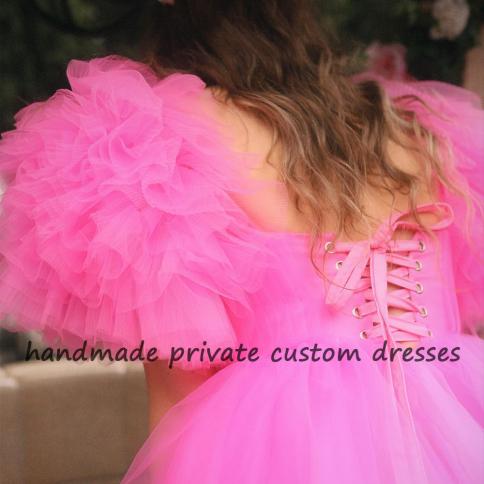 Hot Pink Tulle Homecoming Dresses A-Line Mini Party Gown, LTP3001