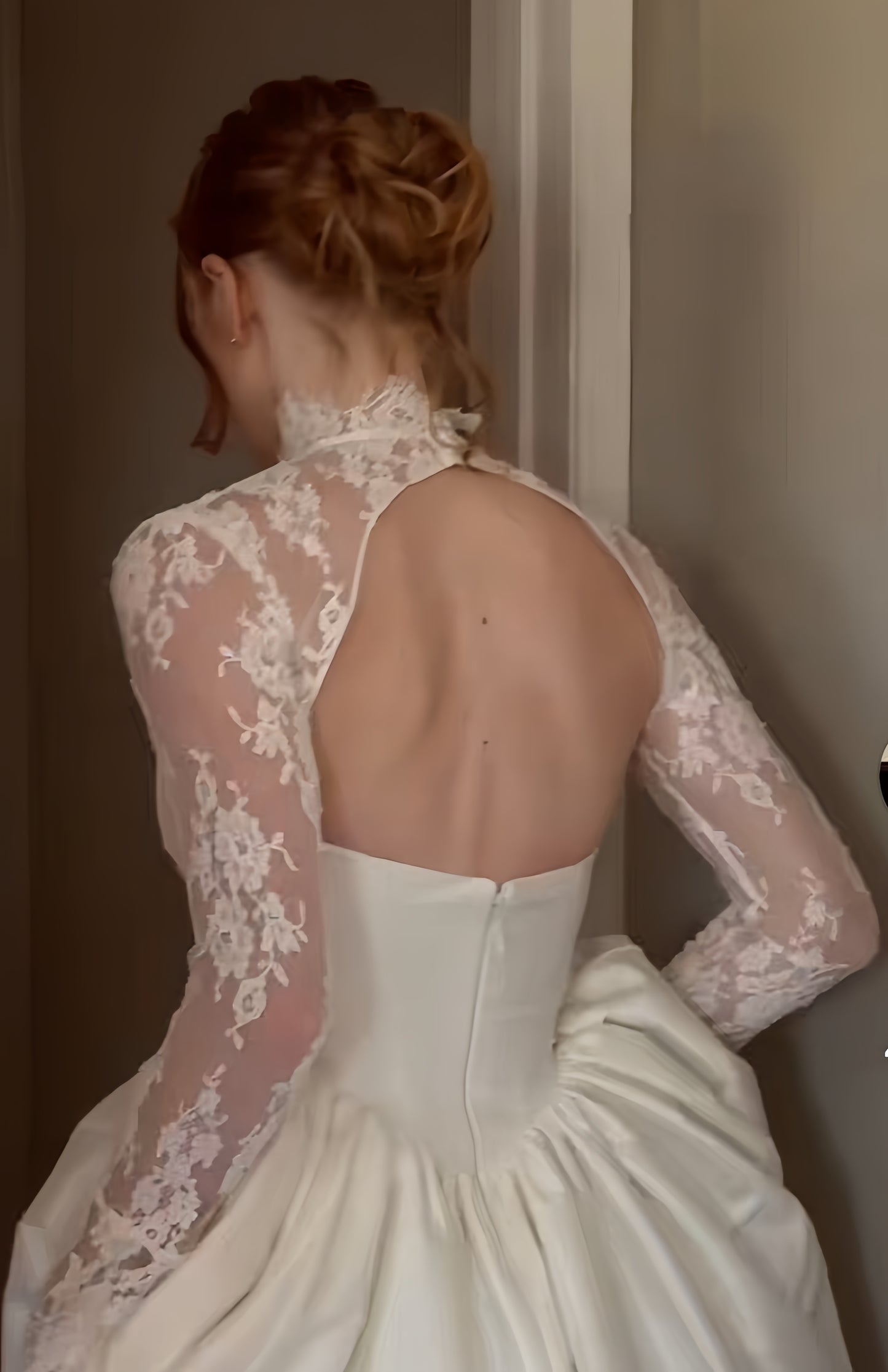 Ivory Wedding Dresses A-line Satin Lace Bridal Wedding Gown,LTP4245