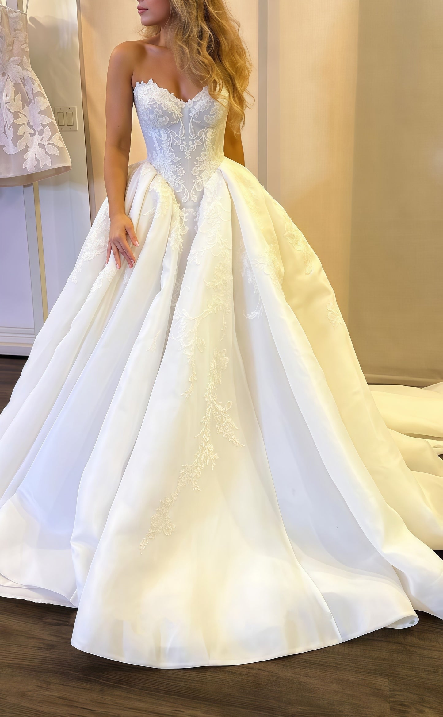 Ivory Lace Wedding Dresses, Sweetheart Wedding Bridal Gown,LTP3453