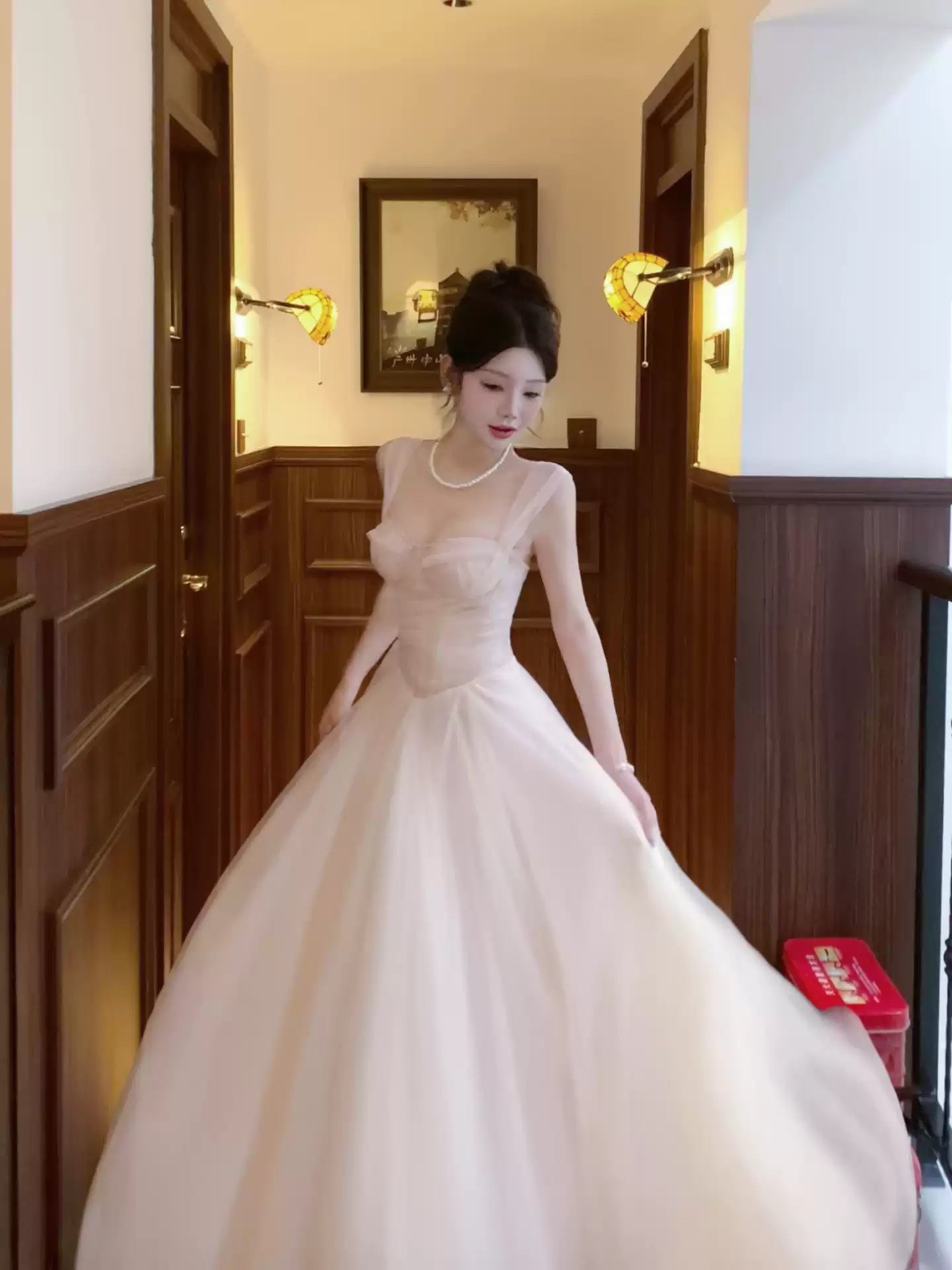 Light Pink A-line Prom Dresses Tulle Evening Party Dress,LTP4382